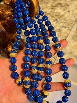 Stunning 🤩!! Vintage multi-strand lapis lazuli stone necklace !