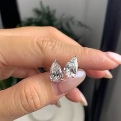 4.11 Carat Total Weight Lab Diamond Pear Shaped Earrings 