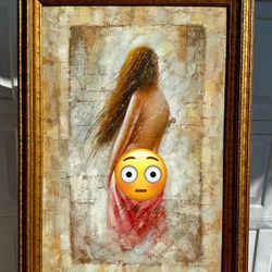 👸 Large Framed Figurative Painting – Modern Decorative Art (42x30 in)