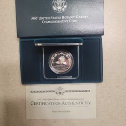 1997 United States Botanic Garden $1 Proof Silver Coin 