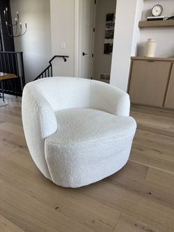 White Swivel Boucle Accent Chair