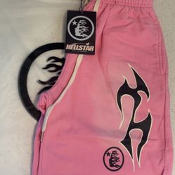 Large Pink Flame Hellstar Shorts 