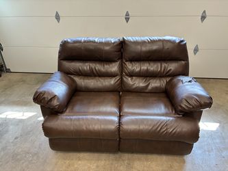 Brown Leather Reclining Loveseat