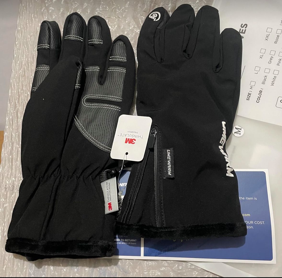 10℉ Waterproof Winter Gloves Men, Touchscreen Fingers Snow Ski Gloves Women, 5-Layer Touch Screen Cold Weather Gloves size M and L ONLY New sealed