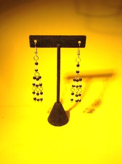 Black and white long earrings