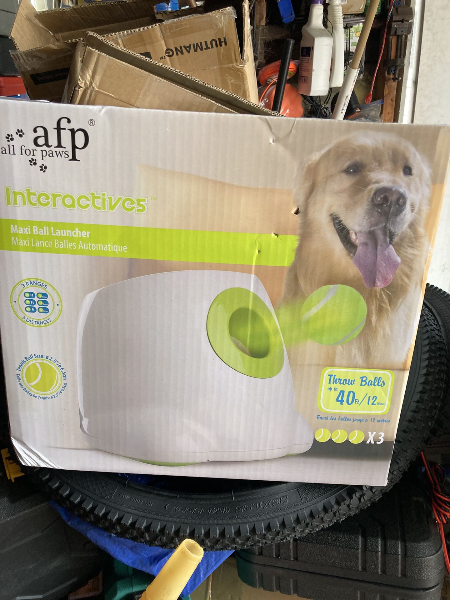 ALL FOR PAWS Automatic Dog Ball Launcher for Medium to Large Dogs, Interactive Dog Ball Thrower Mental Stimulation Dog Toys, Dog Tennis Ball Machine w