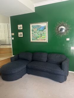 2-piece Navy LINEN couch, Constructed Of Hard Wood