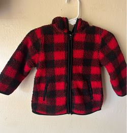 Wonder Nation baby (12 months) buffalo-check sherpa hooded jacket