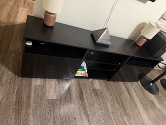 Black TV Stand with Open Shelving