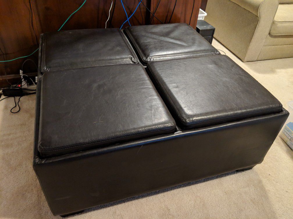 41" Square Storage Ottoman with Tray Tops