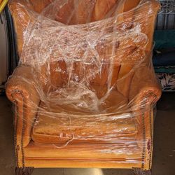 TWO Antique Chippendale-style ball and claw foot wingback chairs - early/mid 20th century - $40