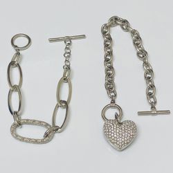 Swirl & Heart Chain Crystal Bracelets