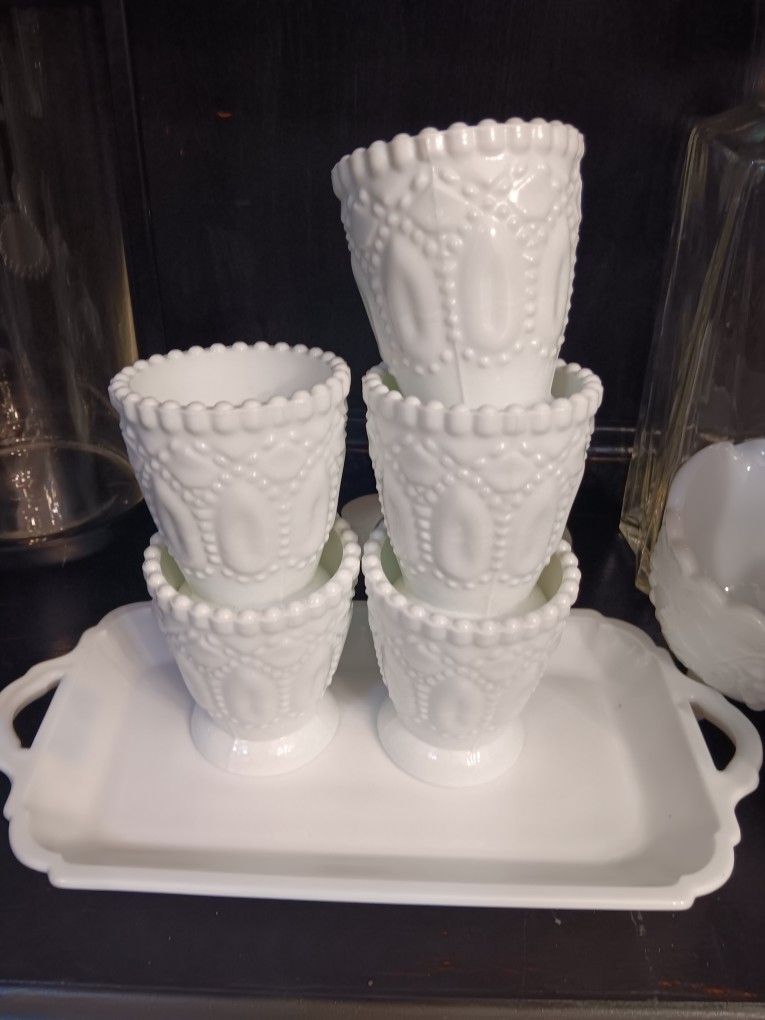 Shot Glasses Milk Glass Set