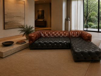 Unique Leather Chesterfield Sectional Sofa