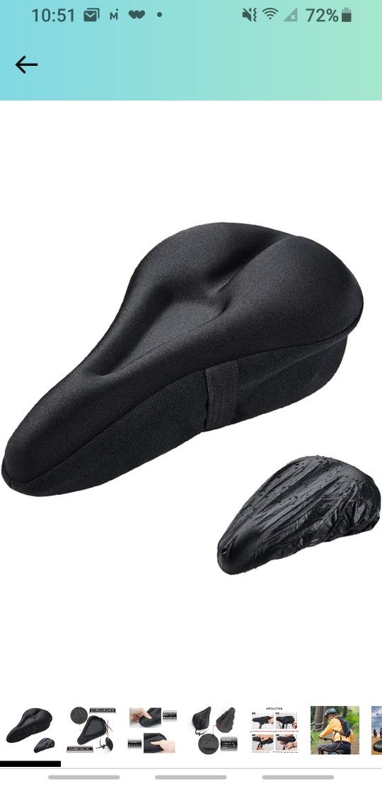 Gel Bike Seat Cover,Extra Soft Gel Bicycle Seat,Bike Saddle Cushion with Water&Dust Resistant Cover ,Suitable for Outdoor and Indoor Bikes