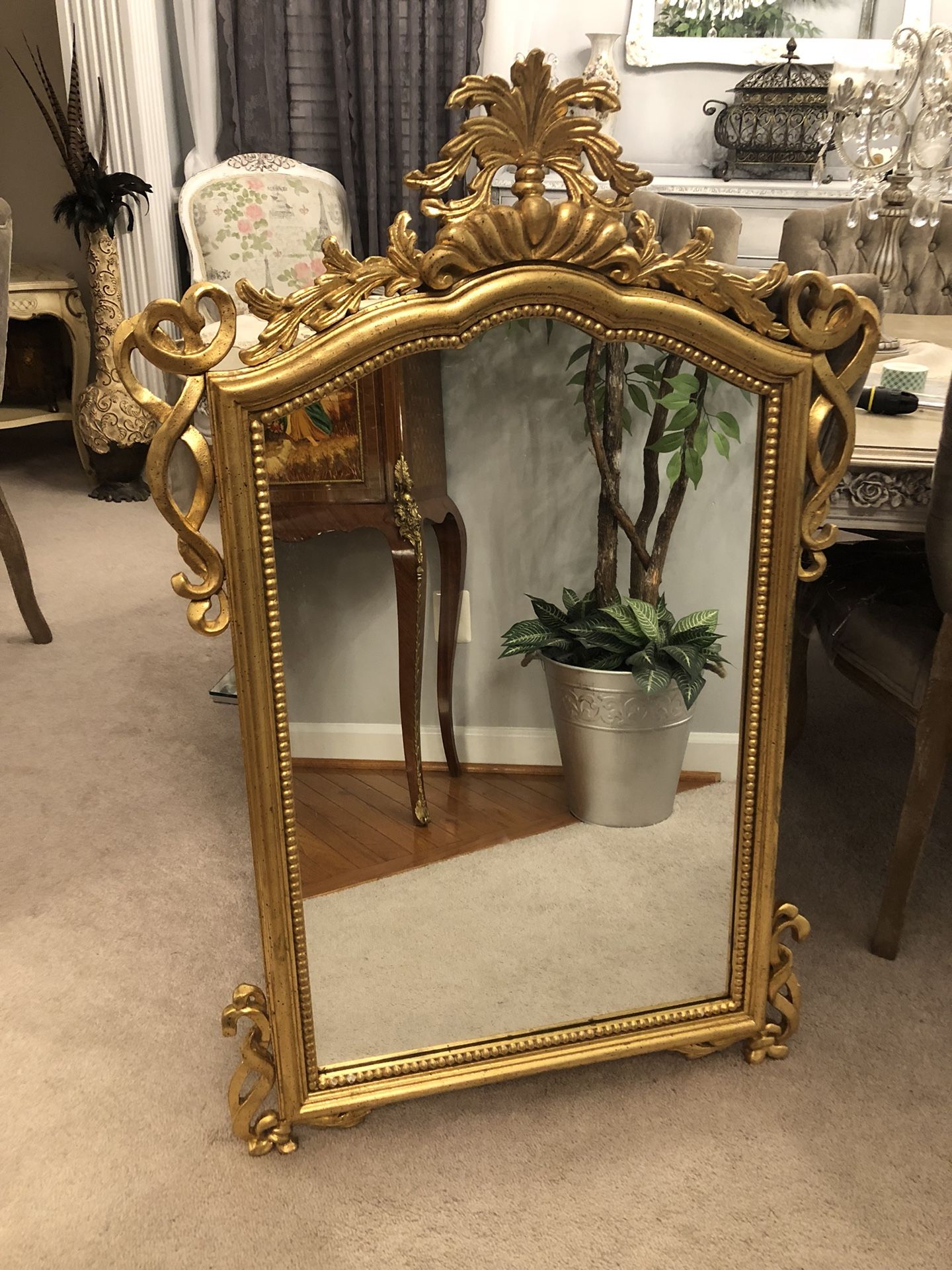 46”X32” large Antique Italian golden wood mirror