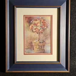Vintage 1992 Dawna Barton artist print of oil painting flowers impressionistic style