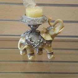 Lucky Elephant figurine / candle holder ( NEW )  resin