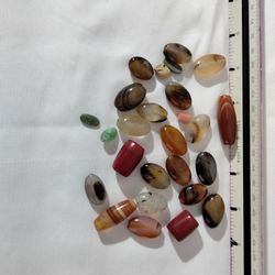 114 Grams of a variety of natural polished beautiful stones beads ready to use. 