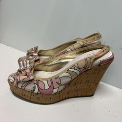 Coach pink and cream wedges
