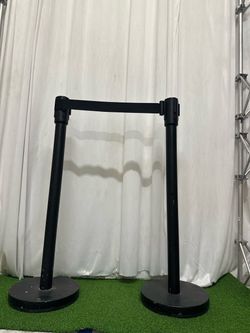 Black Retractable Belt Stanchion Set of 2