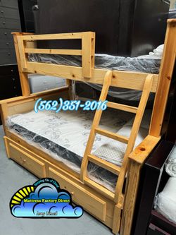 Twin full bunk bed natural litera cama trundle Nuevo colchones mattresses