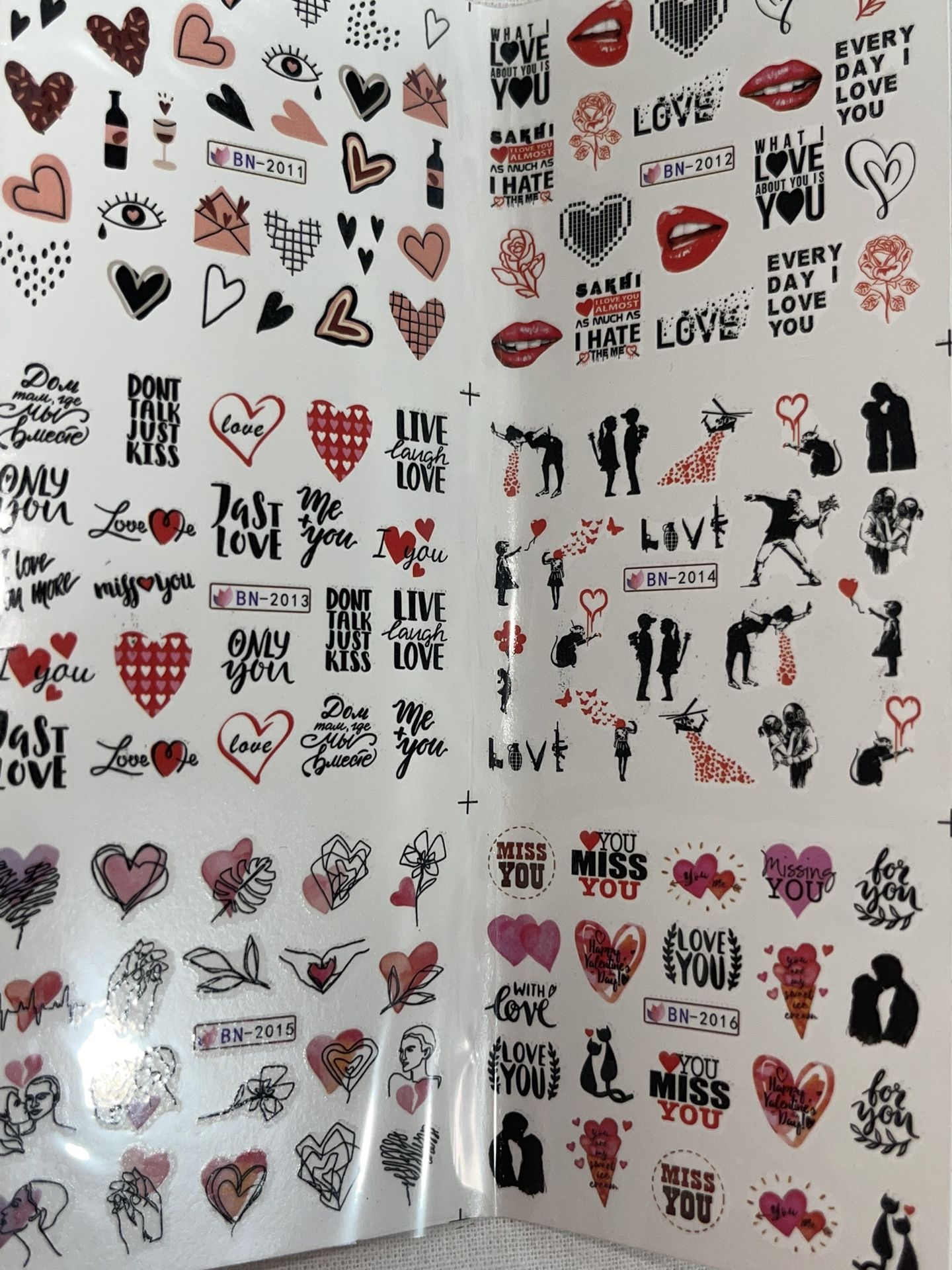 Water Transfer Valentine Day Stickers Love π