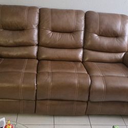 Sofá Y Loveseat Reclinable De Piel