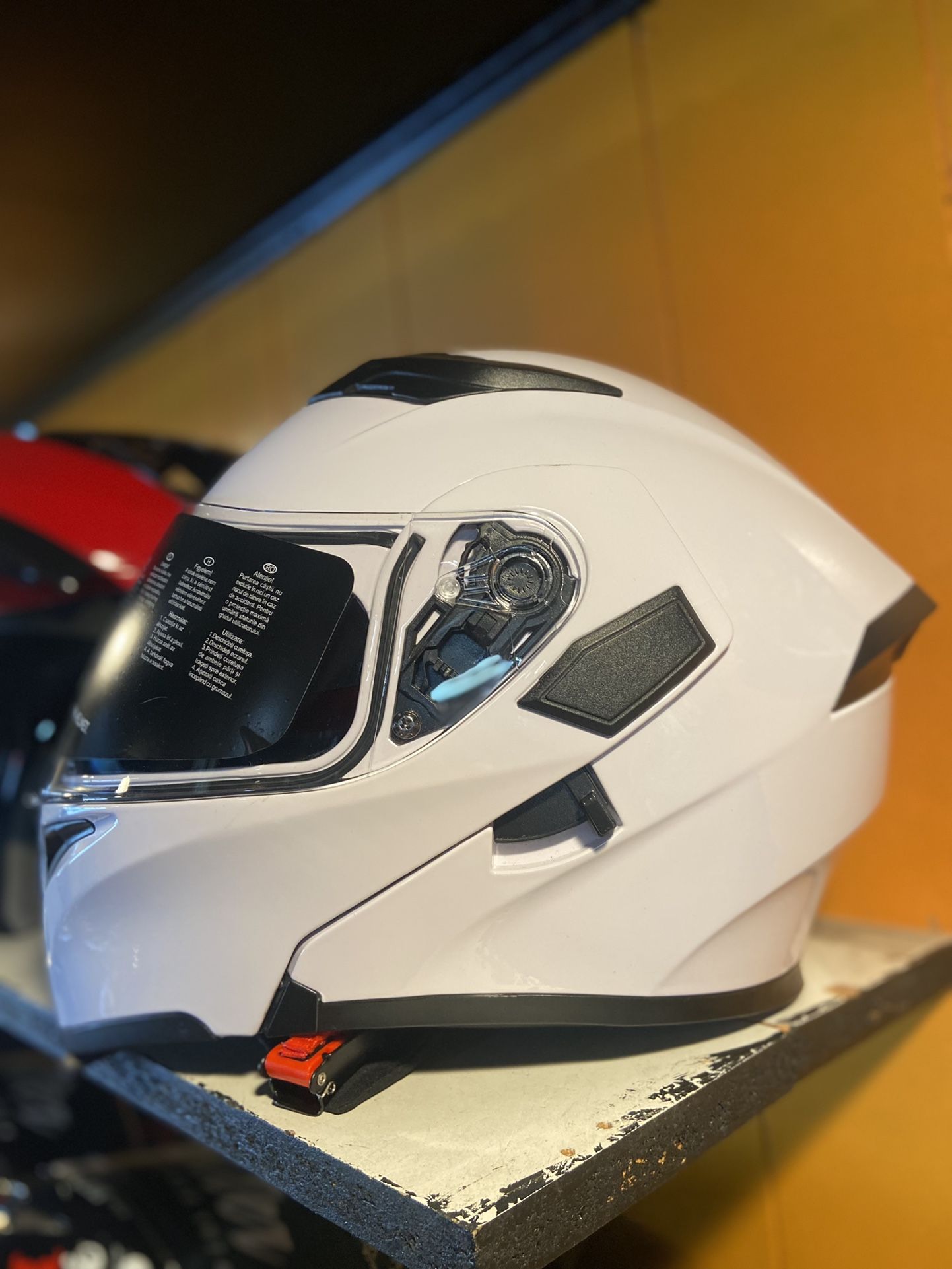 New White Dot Motorcycle Helmet $150