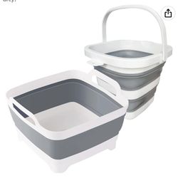Collapsible Basin Bucket 3.8 Gal(9.4L+5L)-Collapsible Dish Tub Portable Sink-Foldable Sink Tub Collapsible Bucket for Cleaning Foldable Portable Plast