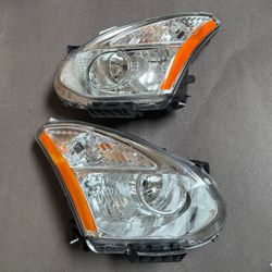Pair Headlights Assembly 2008-2013 Nissan Rogue Halogen Projector Headlamps Driver Passenger Side 