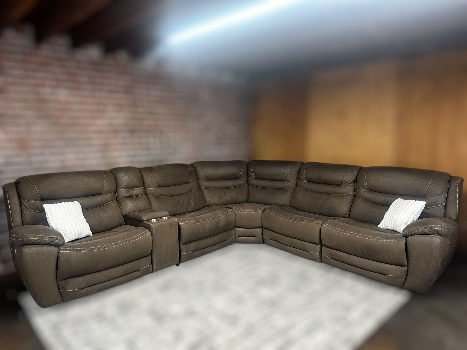 Free Delivery-Brown 6pc recliner sectional couch sofa