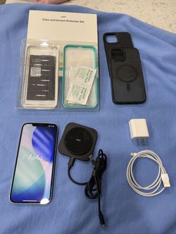 Iwatch And iPhone 12 Pro Max White/ Silver 512 GB Storage plus I watch 8 44 Mm Accessories.