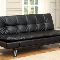 🔥🔥Brand New Black Leather Futon Sofa Sleeper🔥🔥