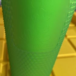 Disneyland Starbucks Exclusive Neon Green Studded Cold Tumbler Mickey Mouse