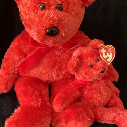 TY 2001” SIZZLE” The Red Bear Beanie Buddy No Tag,  And 2001 Beanie Baby W/ Tag/ Tush