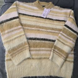 Sueter A Rayas Para Mujer Medida XS Color Beige 