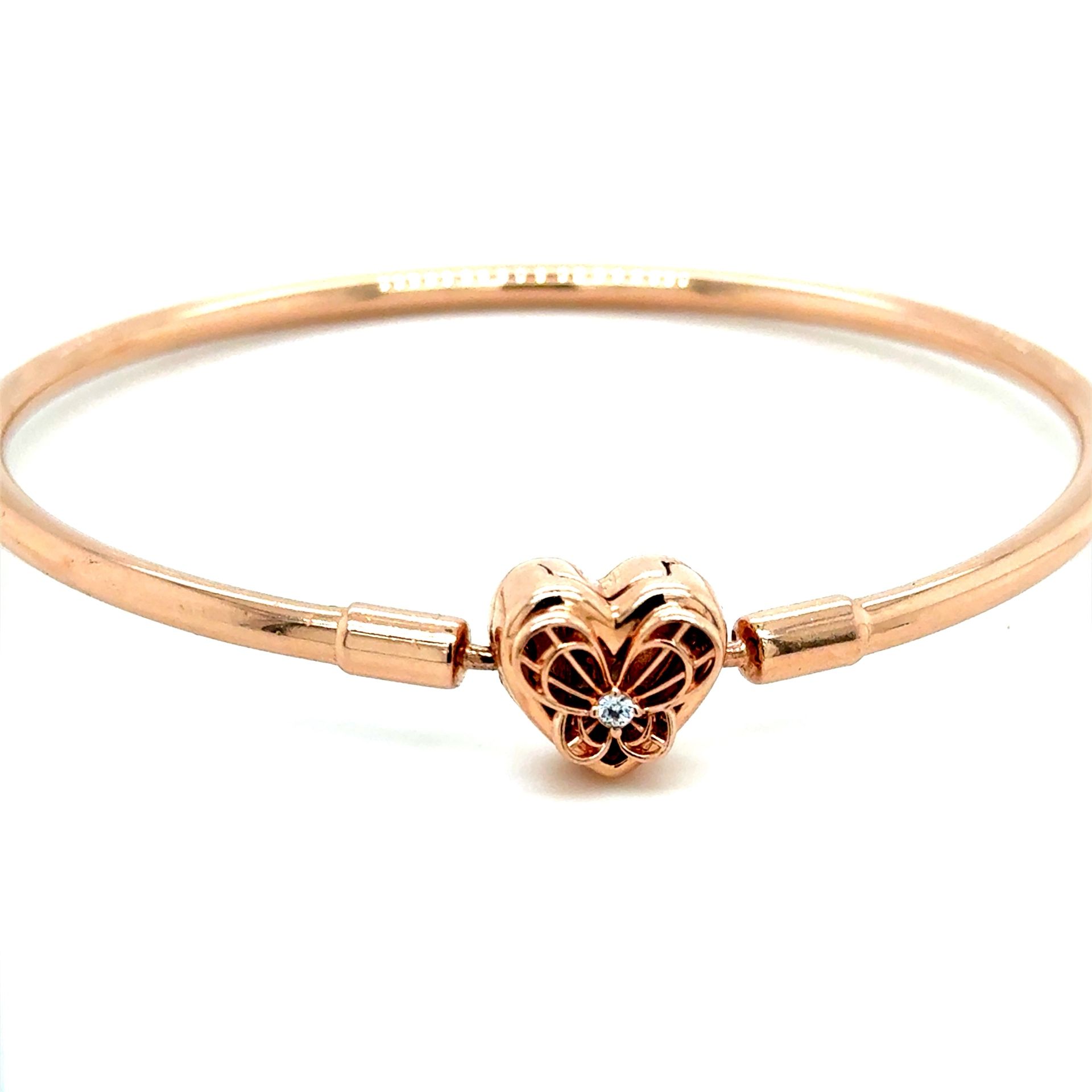 Pandora Rose Gold Butterfly Heart Clasp Bangle