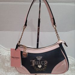 Juicy Couture Liquorice Heritage Shoulder Bag, Black Velour Brand New With Tags 