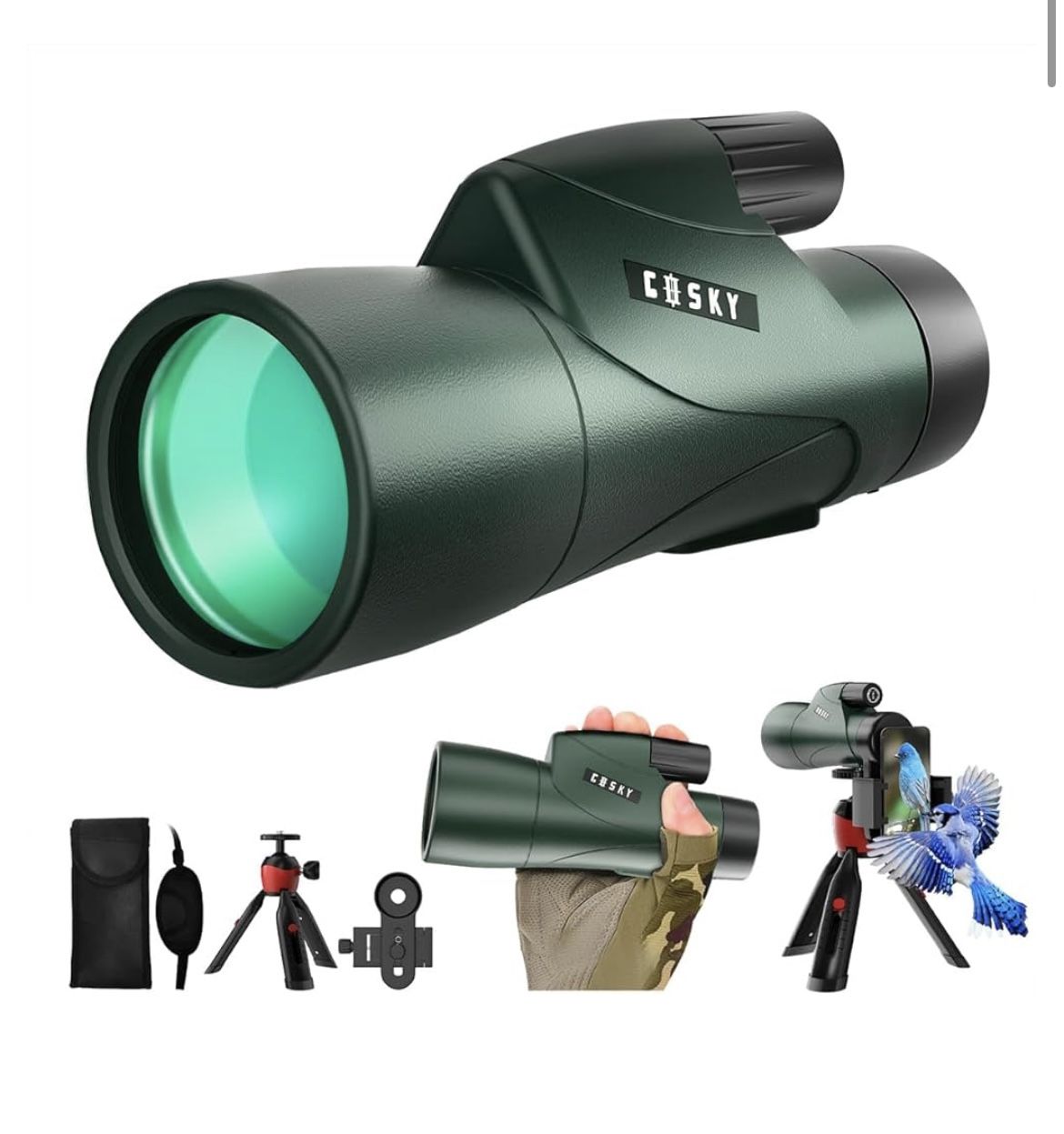 Gosky 12x55 HD Monocular Telescope with BAK4 Prism & FMC Lens, Lightweight with Smartphone Adapter
