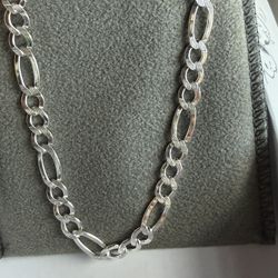 Mens Sterling Silver 24 Inch Figaro Chain Necklace
