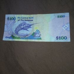 100 Bahamian dollar banknote