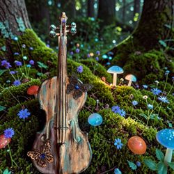 One Of A Kind Hand Painted And Embellished Whimsical Violin. 