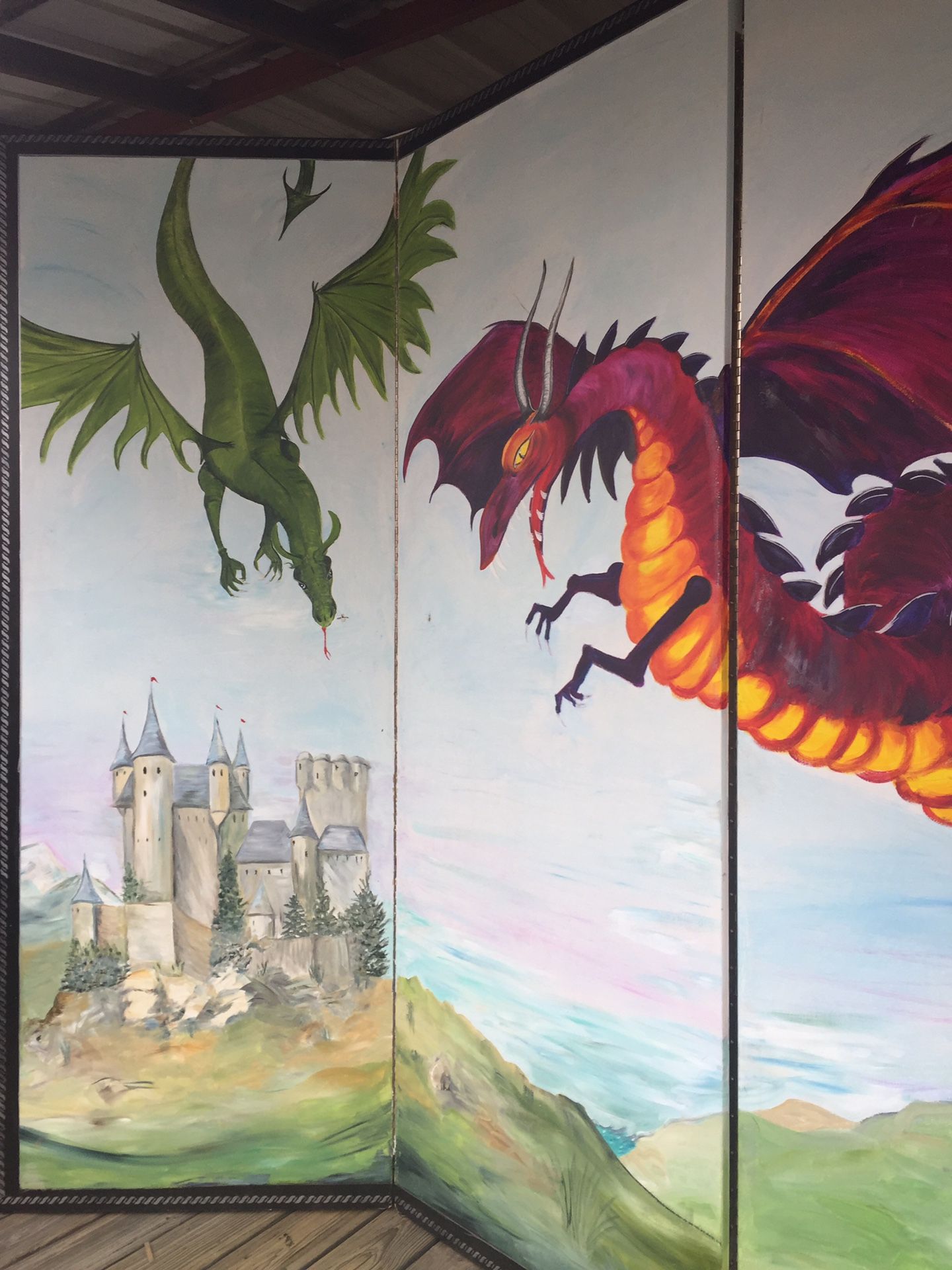 Double sided painted walls or room dividers