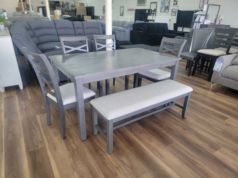 New 6pc Dining Set In Grey 