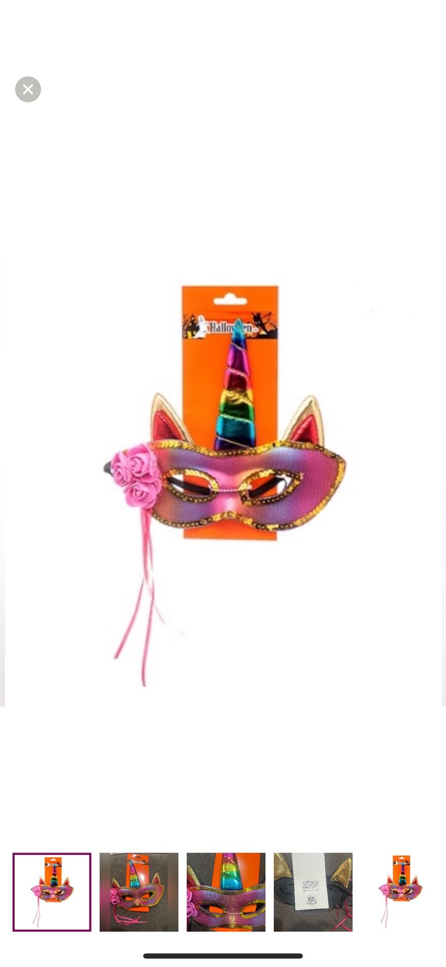 Colorful Unicorn Masquerade Mask with Roses one size