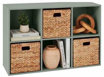 6-Cube Storage Organizer Bookshelf Sage Green