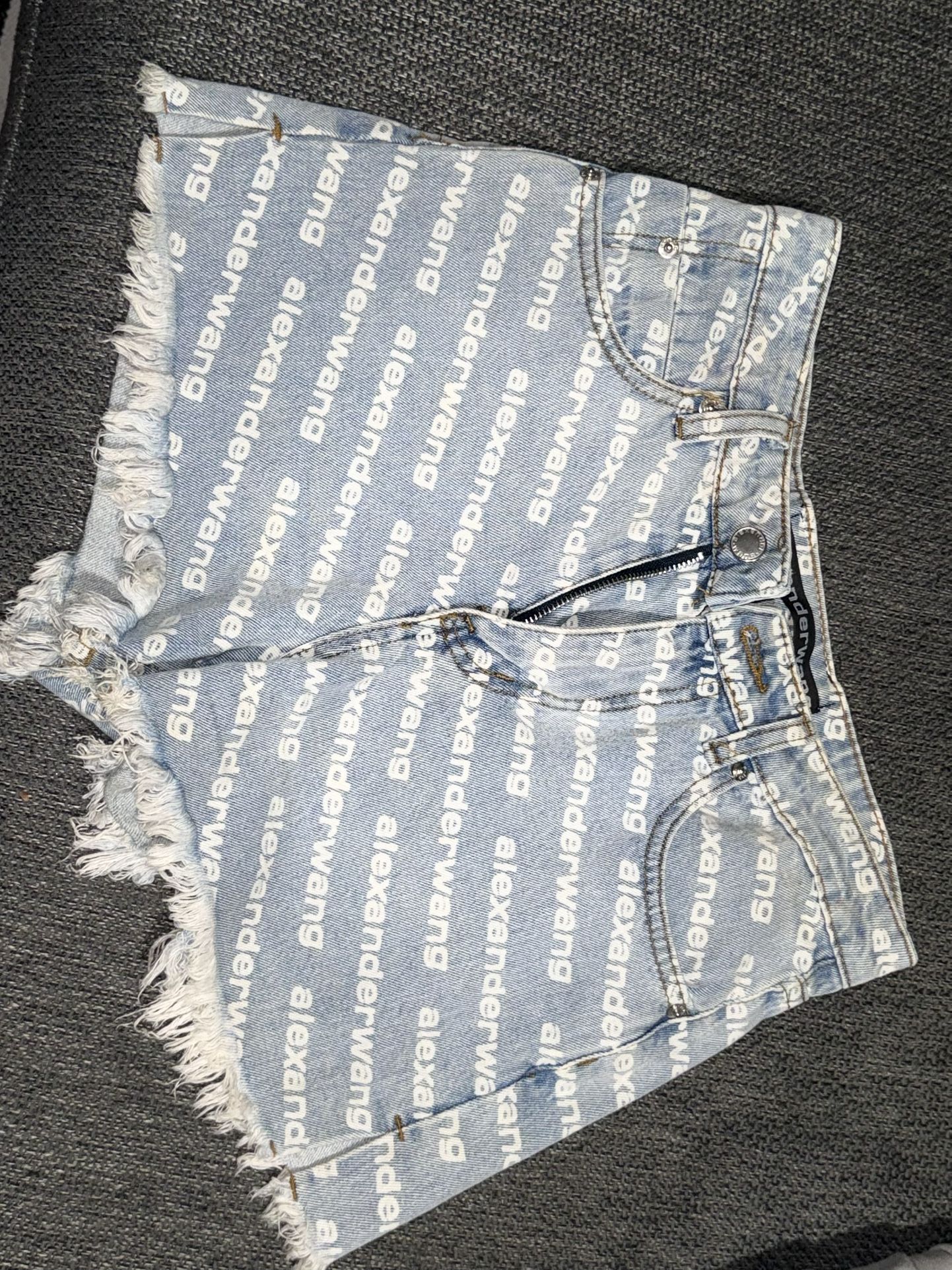 Alexander Wang Bite Logo High Waist Cutoff Denim