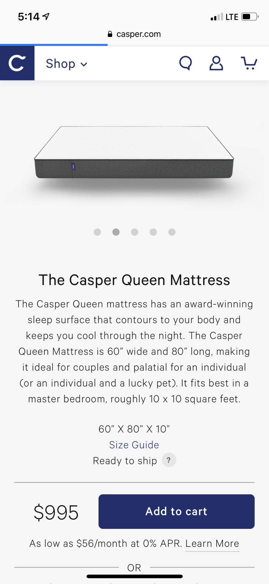 Casper queen mattress