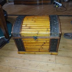 Vintage Asian Bamboo Storage Chest
